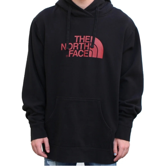 The North Face Men's Black Hoodie with Red Logo - Picture 1 of 7